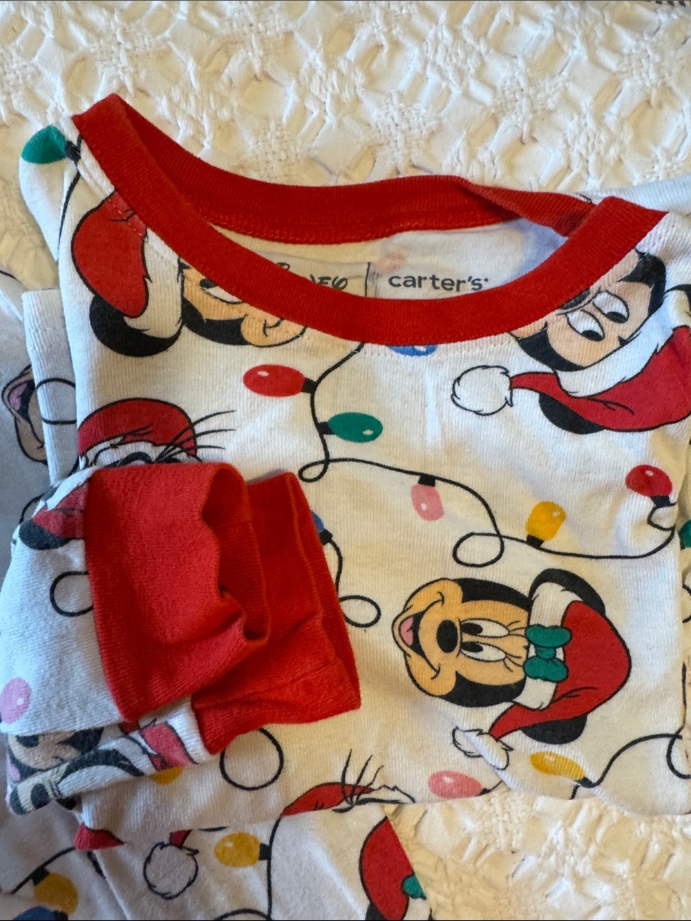 Carter's White & Red Mickey Mouse Holiday Pajama Set
